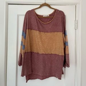 Free People Bobbi Tee in Pink and Yellow Colorblock